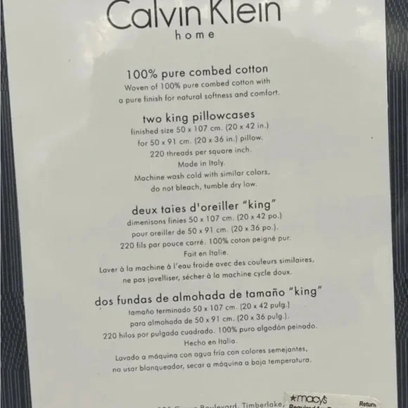 Calvin Klein Bamboo Flowers Rhythmic Stripes Hyacinth King Pillowcases.New!